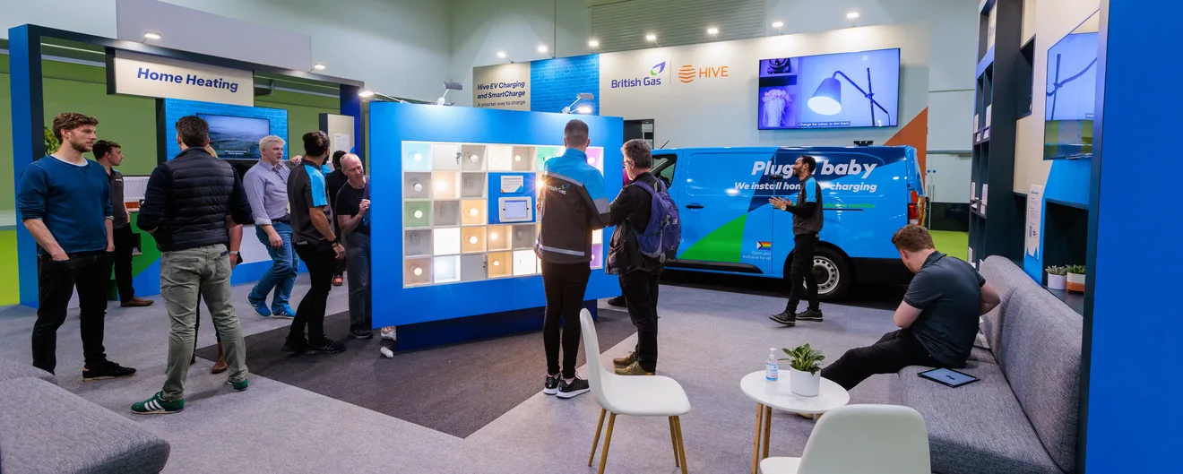 Visitors exploring a British Gas exhibition stand